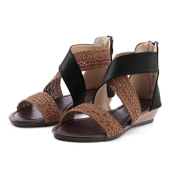 dress shoes women sandals weave wedge low heel zipper casual beach roman retro 2021, Black
dress shoes women sandals weave wedge low heel zipper casual beach roman retro 2021, Black
