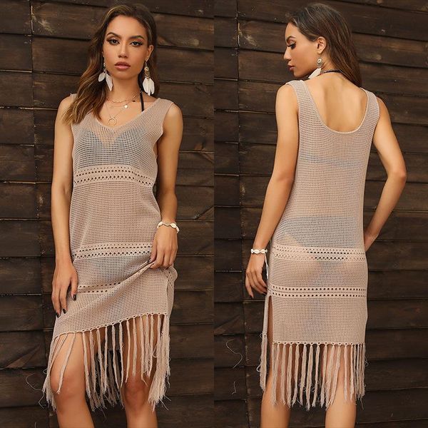 women's swimwear knit see through tassel vest sunscreen bikini cover-ups 2021 summer fashion hollow vacation beach dress, White;black
women's swimwear knit see through tassel vest sunscreen bikini cover-ups 2021 summer fashion hollow vacation beach dress, White;black
