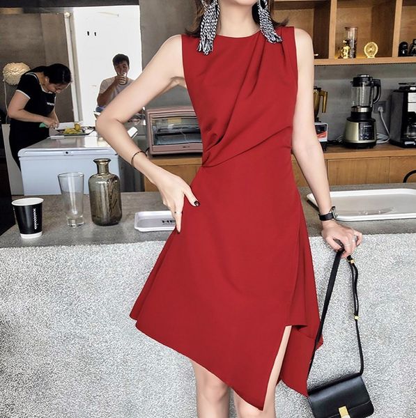 llzacoosh fashion summer women solid color elegant dress vestidos women sleeveless ruffled irregular red dresses 210514, Black;gray
llzacoosh fashion summer women solid color elegant dress vestidos women sleeveless ruffled irregular red dresses 210514, Black;gray