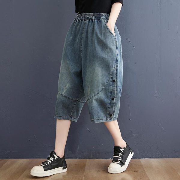 women's jeans high waist button harem women autumn vintage knee-length loose slim pocket female clothing quality, Blue
women's jeans high waist button harem women autumn vintage knee-length loose slim pocket female clothing quality, Blue