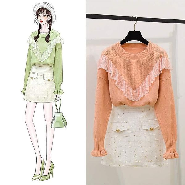 two piece dress women 2021 autumn winter skirt sets female lace stitching long sleeve knit pullover sweater+high waist mini 2pcs e173, White
two piece dress women 2021 autumn winter skirt sets female lace stitching long sleeve knit pullover sweater+high waist mini 2pcs e173, White