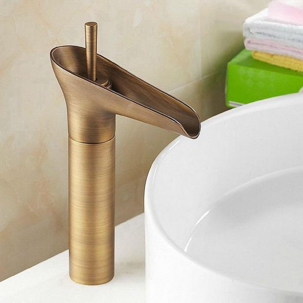 bathroom sink faucets vintage waterfall style antique brass single lever handle one hole vessel basin faucet mixer water taps aan025
bathroom sink faucets vintage waterfall style antique brass single lever handle one hole vessel basin faucet mixer water taps aan025