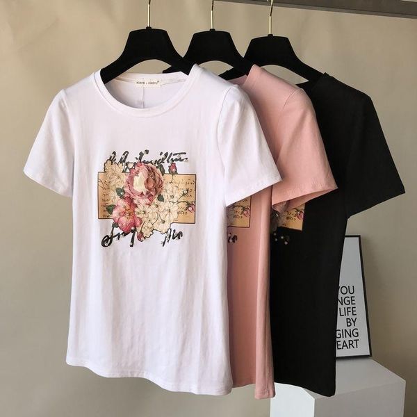 summer women t-shirt short sleeve cotton floral print female t-shirts pearl appliques 3d beading o neck tee casual elegant women's, White
summer women t-shirt short sleeve cotton floral print female t-shirts pearl appliques 3d beading o neck tee casual elegant women's, White