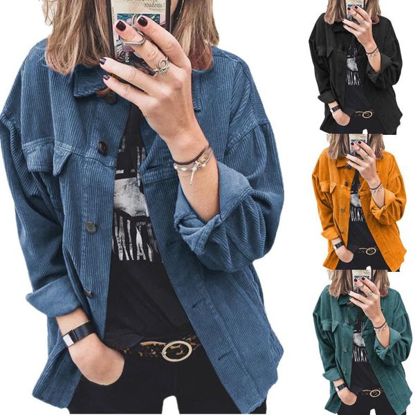 women's jackets women corduroy thick warm casual stand collar coat long sleeve loose button fashion jacket blouse with pocket, Black;brown
women's jackets women corduroy thick warm casual stand collar coat long sleeve loose button fashion jacket blouse with pocket, Black;brown