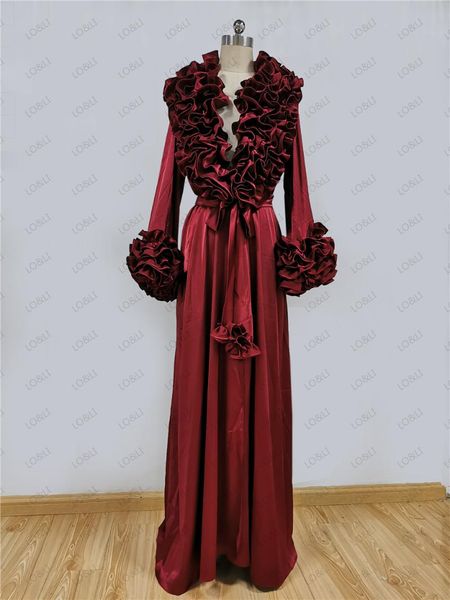 ruffles satin robe vintage night custom made party sleepwear long sleeves nightgowns bathrobes women's, Black;red
ruffles satin robe vintage night custom made party sleepwear long sleeves nightgowns bathrobes women's, Black;red