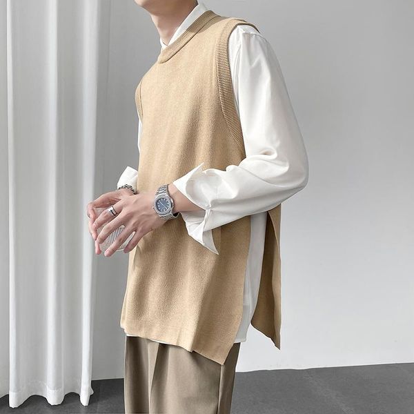 men's sweaters o-neck sleeveless vest sweater gilet knitwear tank korean streetwear side open plain color male xxxl, White;black
men's sweaters o-neck sleeveless vest sweater gilet knitwear tank korean streetwear side open plain color male xxxl, White;black