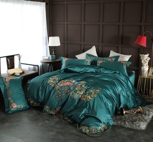 bedding sets chinoiserie chic peacock dark green duvet cover set vintage embroidery long staple cotton bed sheet king 4pcs
bedding sets chinoiserie chic peacock dark green duvet cover set vintage embroidery long staple cotton bed sheet king 4pcs