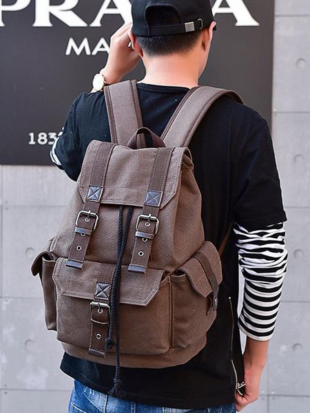 backpack men's canvas vintage casual travel large capacity bags fashion solid color retro college student schoolbag
backpack men's canvas vintage casual travel large capacity bags fashion solid color retro college student schoolbag
