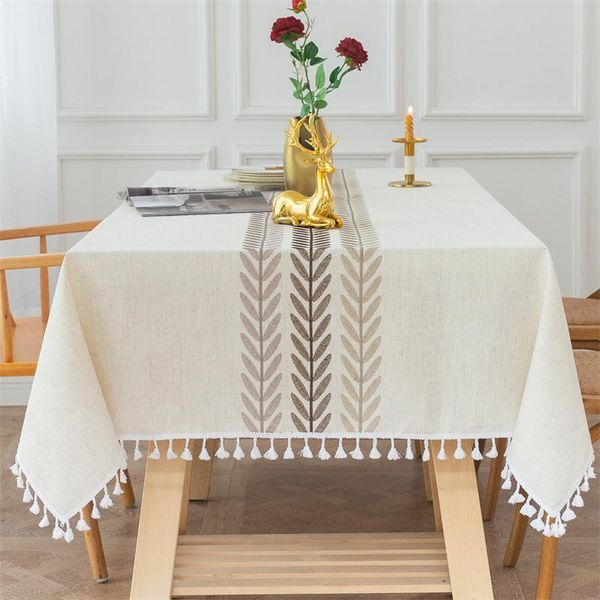 table cloth cotton linen tablecloth embroidered leaf rectangular dinner colth tassel for party wedding banquet
table cloth cotton linen tablecloth embroidered leaf rectangular dinner colth tassel for party wedding banquet