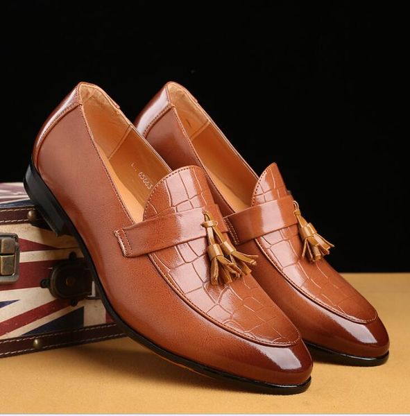 men's casual crocodile pattern shoes men slip-on leather shoes mens fashion tassels loafers moccasins party wedding flats, Black
men's casual crocodile pattern shoes men slip-on leather shoes mens fashion tassels loafers moccasins party wedding flats, Black