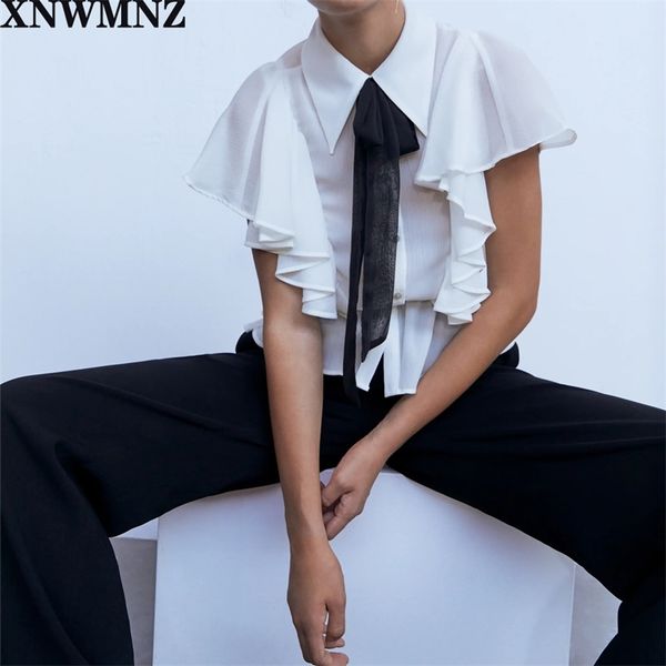england style simple solid lapel bow blouse women blusas mujer de moda short shirt and 210520, White
england style simple solid lapel bow blouse women blusas mujer de moda short shirt and 210520, White