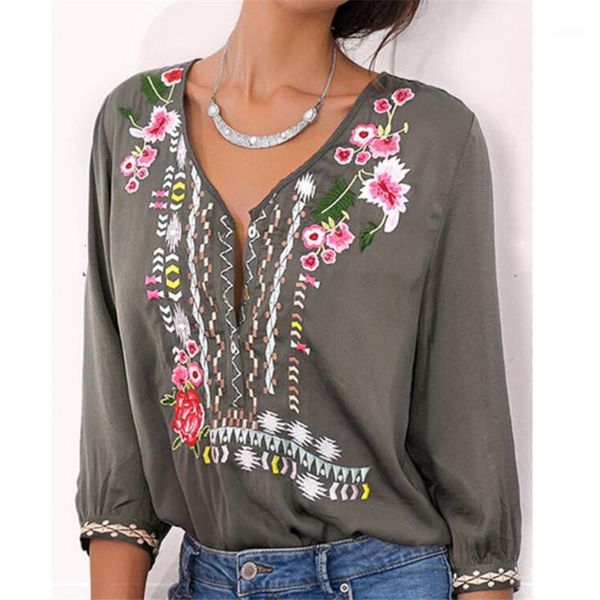 women blouses 2021 fashion long sleeve v-neck office shirt embroidery flower blouse casual plus size blusas femininas women's & shirts, White
women blouses 2021 fashion long sleeve v-neck office shirt embroidery flower blouse casual plus size blusas femininas women's & shirts, White