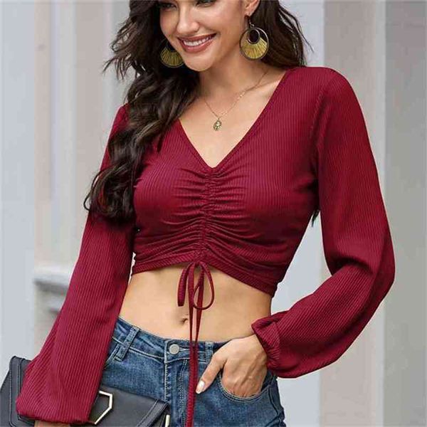 v-neck short open navel long sleeve t-shirt bow lantern autumn women's pullover fashion street style 210522, White
v-neck short open navel long sleeve t-shirt bow lantern autumn women's pullover fashion street style 210522, White