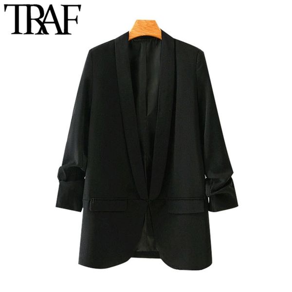 traf women fashion office wear basic black blazer coat vintage pleated sleeve pockets female outerwear chic 210930, White;black
traf women fashion office wear basic black blazer coat vintage pleated sleeve pockets female outerwear chic 210930, White;black