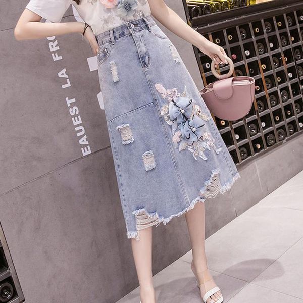 skirts fairyshely korean denim pleated women 2021 autumn a line high waist jeans mid skirt casual blue flower hole long, Black
skirts fairyshely korean denim pleated women 2021 autumn a line high waist jeans mid skirt casual blue flower hole long, Black