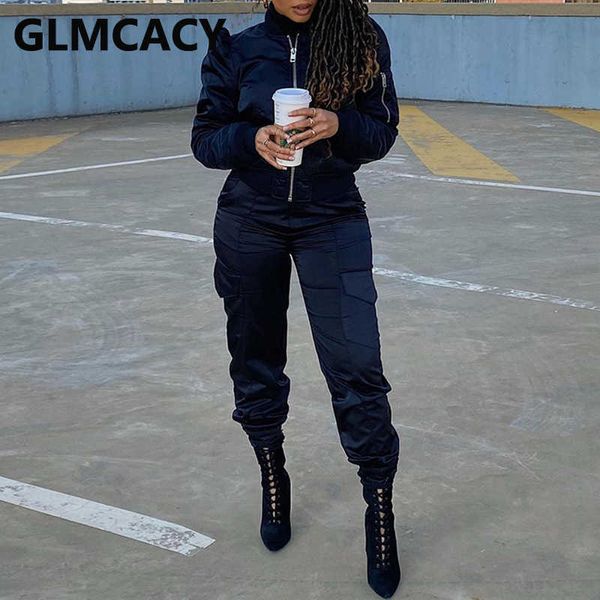 women two piece slim suits long sleeve zipper jackets & casual cargo pants set 210702, White
women two piece slim suits long sleeve zipper jackets & casual cargo pants set 210702, White