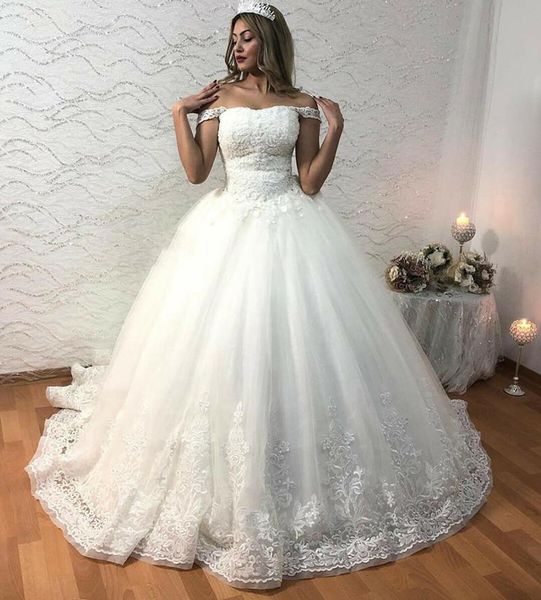custom off the shoulder ball gown lace wedding dresses bridal gowns with appliques lace-up back sweep train vestidos de novia, White
custom off the shoulder ball gown lace wedding dresses bridal gowns with appliques lace-up back sweep train vestidos de novia, White
