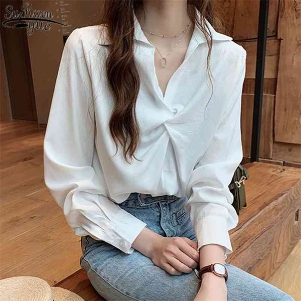 spring white shirt lady long sleeve women's blouse korean temperament loose solid bottom 12612 210421
spring white shirt lady long sleeve women's blouse korean temperament loose solid bottom 12612 210421
