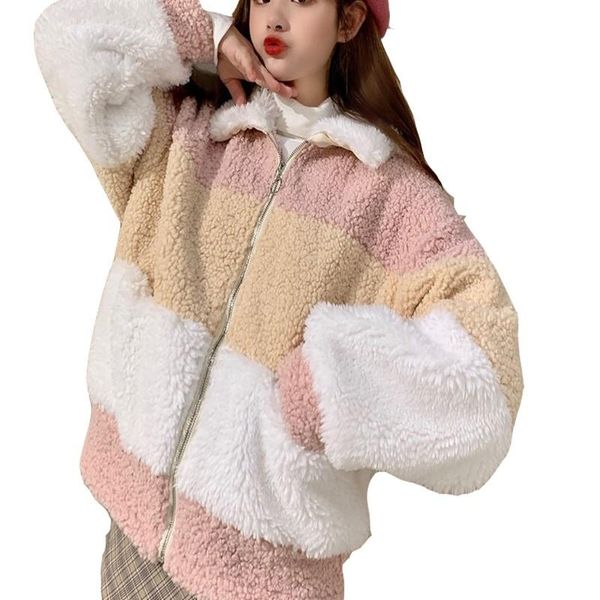 women's hoodies & sweatshirts winter 2021 thickened lamb plush korean version loose zipper stand collar ladies coat casual color matchi, Black
women's hoodies & sweatshirts winter 2021 thickened lamb plush korean version loose zipper stand collar ladies coat casual color matchi, Black