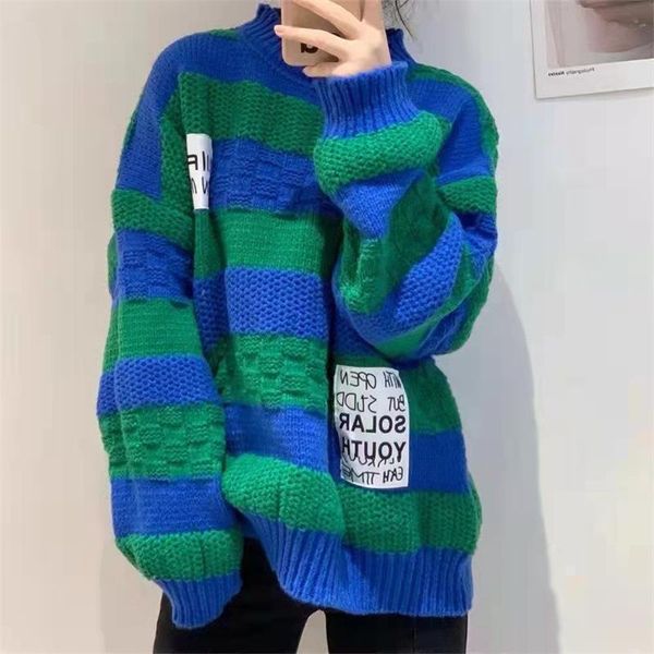 women's sweaters striped thick wool retro knitted sweater women fashion winter loose korean style pullover, White;black
women's sweaters striped thick wool retro knitted sweater women fashion winter loose korean style pullover, White;black