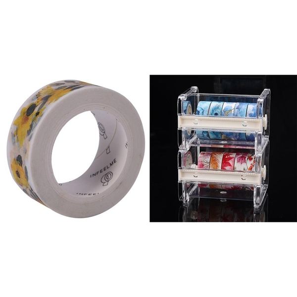 tools 1 roll 1.5cm wide luxuriant flowers washi tape adhesive & 2 pcs transparent visible deskdispenser
tools 1 roll 1.5cm wide luxuriant flowers washi tape adhesive & 2 pcs transparent visible deskdispenser