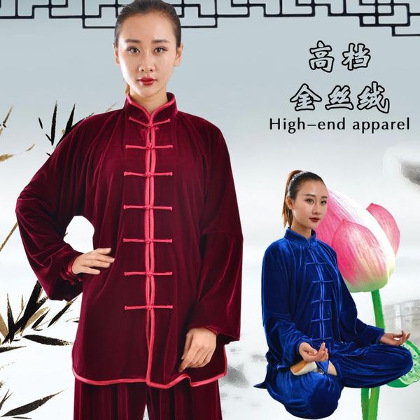 gold velvet/tai chi uniforms martial arts suit clothing ethnic, Red 
gold velvet/tai chi uniforms martial arts suit clothing ethnic, Red