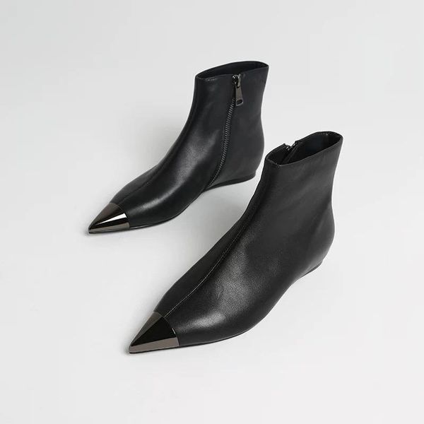 boots mkkhou fashion short leather for women 2021 winter metal pointy flats women's casual and comfortable, Black
boots mkkhou fashion short leather for women 2021 winter metal pointy flats women's casual and comfortable, Black