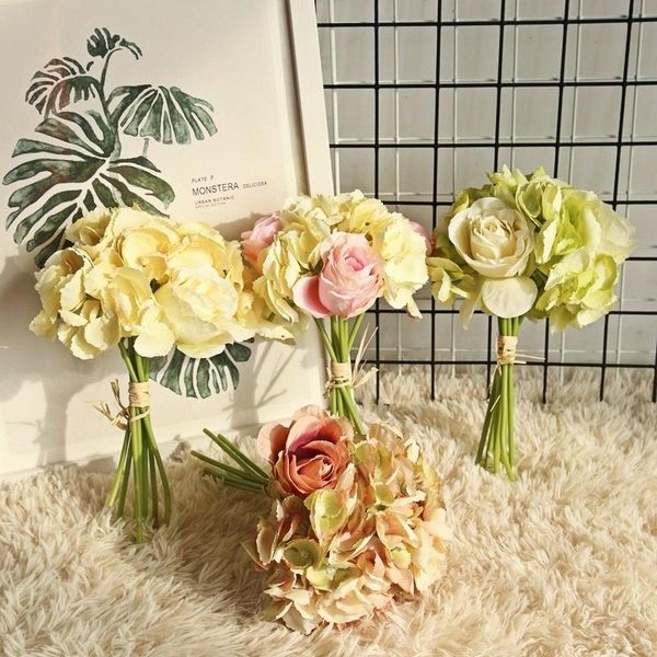 decorative flowers & wreaths 27cm artificial flower multicolor hydrangea rose bouquet home decoration wedding bride holding vase arrangement
decorative flowers & wreaths 27cm artificial flower multicolor hydrangea rose bouquet home decoration wedding bride holding vase arrangement