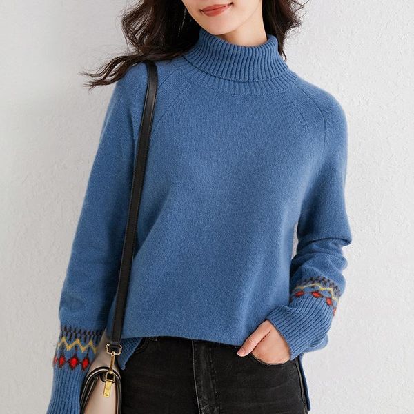women's sweaters 2021 winter women sweater retro jacquard cashmere knit pullover female turtleneck matching striped loose soft warm jum, White;black
women's sweaters 2021 winter women sweater retro jacquard cashmere knit pullover female turtleneck matching striped loose soft warm jum, White;black