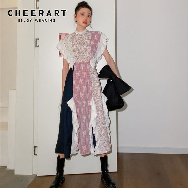 party dresses cheerart vintage patchwork long summer for women 2021 ruffle sleeveless tunic midi ladies dress designer fashion clothes, White;black
party dresses cheerart vintage patchwork long summer for women 2021 ruffle sleeveless tunic midi ladies dress designer fashion clothes, White;black