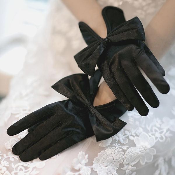 five fingers gloves women' elegant big bow white black satin glove female spring summer vintage sunscreen driving r571, Blue;gray
five fingers gloves women' elegant big bow white black satin glove female spring summer vintage sunscreen driving r571, Blue;gray