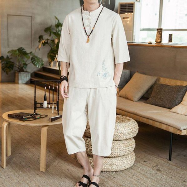 men's tracksuits linen summer tracksuit men 2021 loose embroidery suit sets male casual pants chinese style oversize t shirt, Gray
men's tracksuits linen summer tracksuit men 2021 loose embroidery suit sets male casual pants chinese style oversize t shirt, Gray
