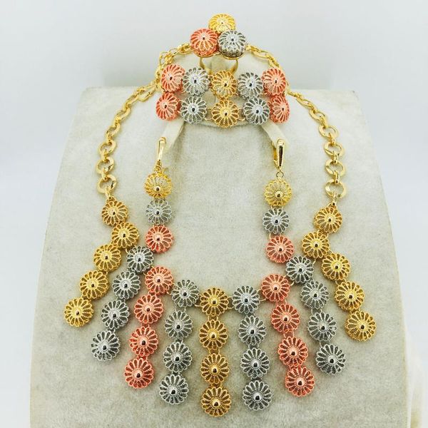 earrings & necklace fashion jewelry set nigeria dubai gold-color african bead wedding beads sets, Silver
earrings & necklace fashion jewelry set nigeria dubai gold-color african bead wedding beads sets, Silver