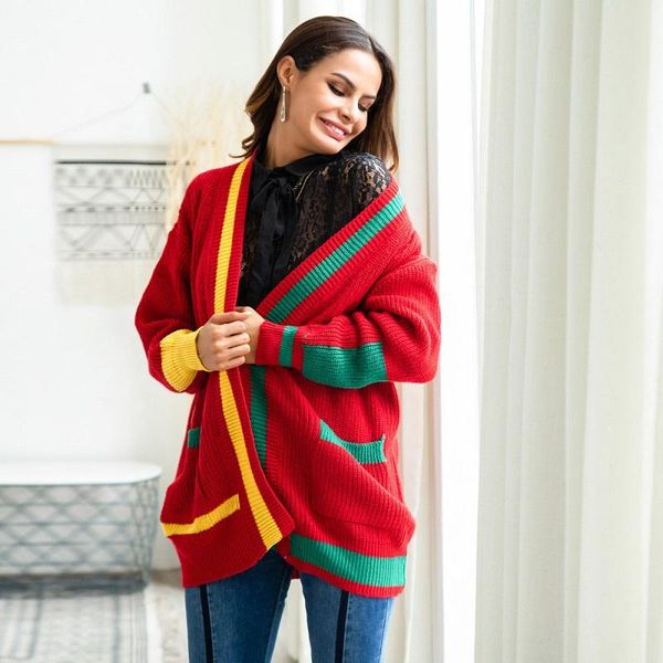 women's sweaters color block patchwork cardigan sweater women casual contrast long sleeve loose knitted female coat, White;black
women's sweaters color block patchwork cardigan sweater women casual contrast long sleeve loose knitted female coat, White;black
