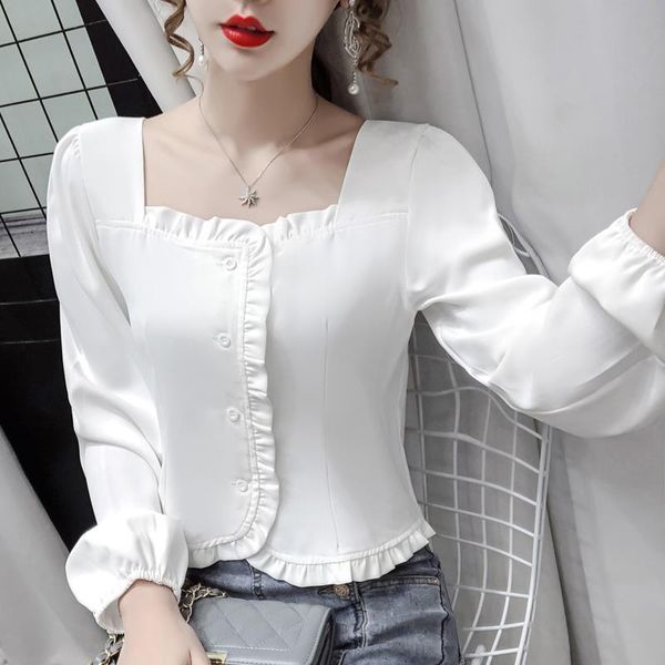 women's blouses & shirts autumn ruffled short square collar long sleeve shirt women blouse blusas ropa de mujer, White
women's blouses & shirts autumn ruffled short square collar long sleeve shirt women blouse blusas ropa de mujer, White
