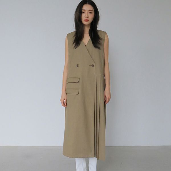 summer women vintage loose thin elegant sleeveless folds maxi dress minimalist long khaki lady robe pleated 210427, Black;gray
summer women vintage loose thin elegant sleeveless folds maxi dress minimalist long khaki lady robe pleated 210427, Black;gray
