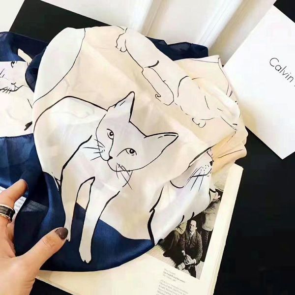 summer shawls cute cat printed women scarf large size silk scarves wraps beach travel brand long soft foulard bandanas, Blue;gray
summer shawls cute cat printed women scarf large size silk scarves wraps beach travel brand long soft foulard bandanas, Blue;gray