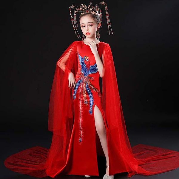 children princess evening dress cheongsam kids girl traditional chinese costume piano embroidery phoenix satin qipao ethnic clothing, Red
children princess evening dress cheongsam kids girl traditional chinese costume piano embroidery phoenix satin qipao ethnic clothing, Red