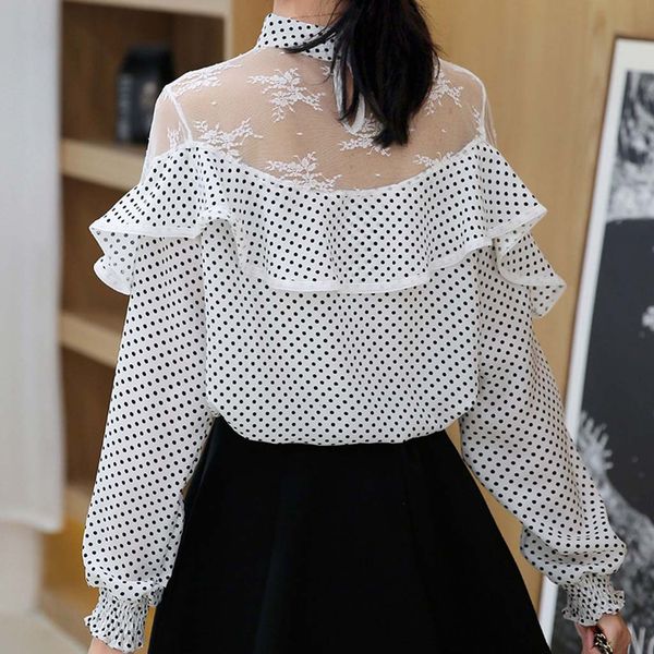 women's polka dot printed sweatshirts female elegant lace mesh long sleeve chiffon hollow out hoodies mikina s kapuc, Black
women's polka dot printed sweatshirts female elegant lace mesh long sleeve chiffon hollow out hoodies mikina s kapuc, Black