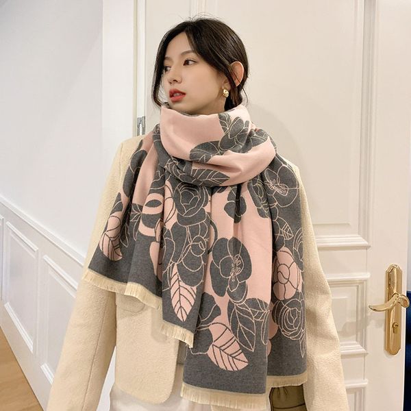 women s scarf winter 2021 cashmere garland scarf peony shawl autumn new korean style scarf, Blue;gray
women s scarf winter 2021 cashmere garland scarf peony shawl autumn new korean style scarf, Blue;gray