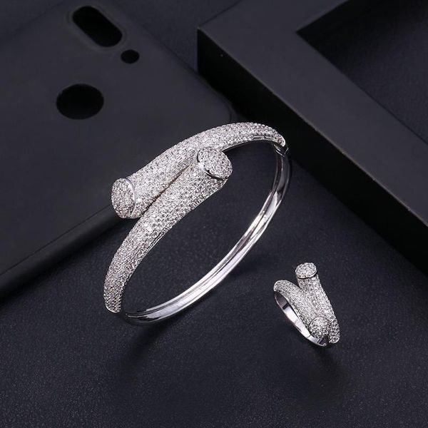 earrings & necklace jankelly luxury unique african bangle ring set jewelry sets for women wedding cubic zircon crystal cz dubai bridal, Silver
earrings & necklace jankelly luxury unique african bangle ring set jewelry sets for women wedding cubic zircon crystal cz dubai bridal, Silver