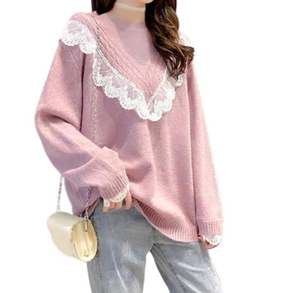 women pullover sweaters autumn winter loose lace solid color round neck long sleeve knitted blouse casual 5 colors plus size women's, White;black
women pullover sweaters autumn winter loose lace solid color round neck long sleeve knitted blouse casual 5 colors plus size women's, White;black