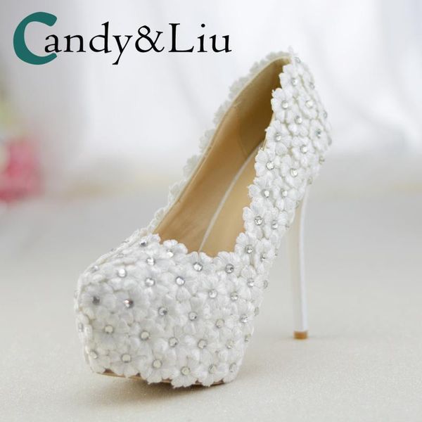 dress shoes white lace flower wedding applique round toe super high heel with platform handmade women for party banquet, Black
dress shoes white lace flower wedding applique round toe super high heel with platform handmade women for party banquet, Black