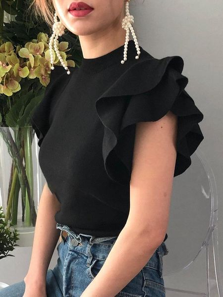 women's t-shirt y2k 2021 summer korean half turtleneck ruffle sweet pullover knitwear causal solid slim knitted women jumper indie, White
women's t-shirt y2k 2021 summer korean half turtleneck ruffle sweet pullover knitwear causal solid slim knitted women jumper indie, White