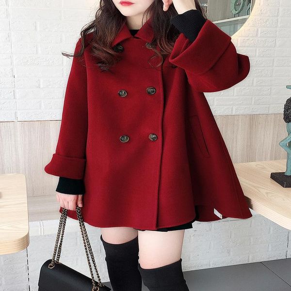 women's wool & blends double sided cashmere coat 2021 small high-end doll collar cloak double-sided tweed, Black
women's wool & blends double sided cashmere coat 2021 small high-end doll collar cloak double-sided tweed, Black