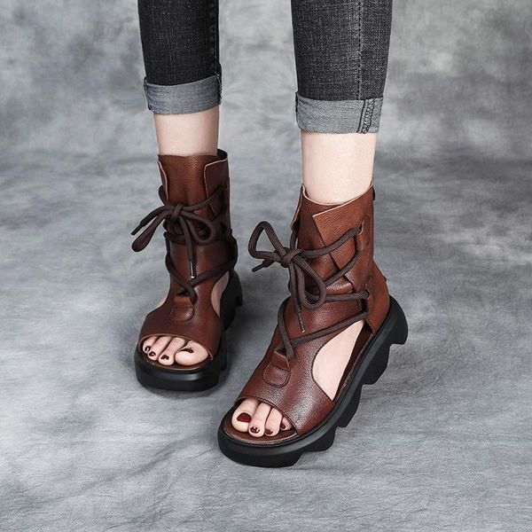 boots high lace up sandals women's leather 2021 summer thick sole muffin shoes open toe, Black
boots high lace up sandals women's leather 2021 summer thick sole muffin shoes open toe, Black