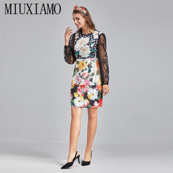 casual dresses miuximao 2021 spring/summer designer fashion party vacation chic lace long sleeve stitching flower print dress vestidos, Black;gray
casual dresses miuximao 2021 spring/summer designer fashion party vacation chic lace long sleeve stitching flower print dress vestidos, Black;gray