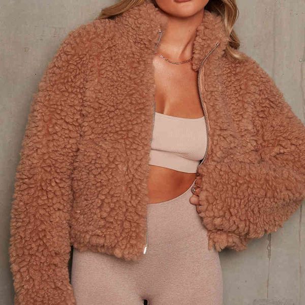 women's jackets cropped wool jacket, long-sleeve teddy jacket with feminine fashion zipper for fall and winter, warm woolen street clot, Black;brown
women's jackets cropped wool jacket, long-sleeve teddy jacket with feminine fashion zipper for fall and winter, warm woolen street clot, Black;brown
