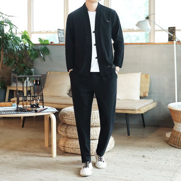 men's t shirts cardigan suit chine style loose t-shirt long sleeve antique clothing autumn korean coat two-piece set, White;black
men's t shirts cardigan suit chine style loose t-shirt long sleeve antique clothing autumn korean coat two-piece set, White;black