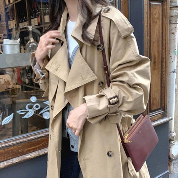 women's trench coats abrigo mujer fashion windbreaker spring straight women loose korean student long coat commute double breasted soli, Tan;black
women's trench coats abrigo mujer fashion windbreaker spring straight women loose korean student long coat commute double breasted soli, Tan;black